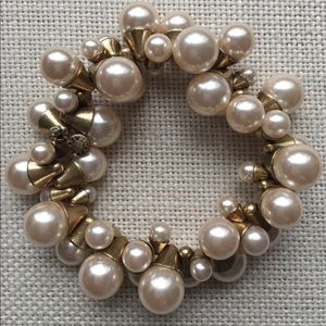 J. Crew Pearl and Gold Cluster Bracelet